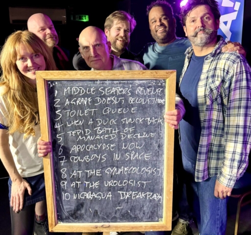 (L-R) Katharine Bennett-Fox, Darren Jordan (lights,) Phil Whelans, Tom Hodge (music,) Mike Orton-Toliver, Dylan Emery.